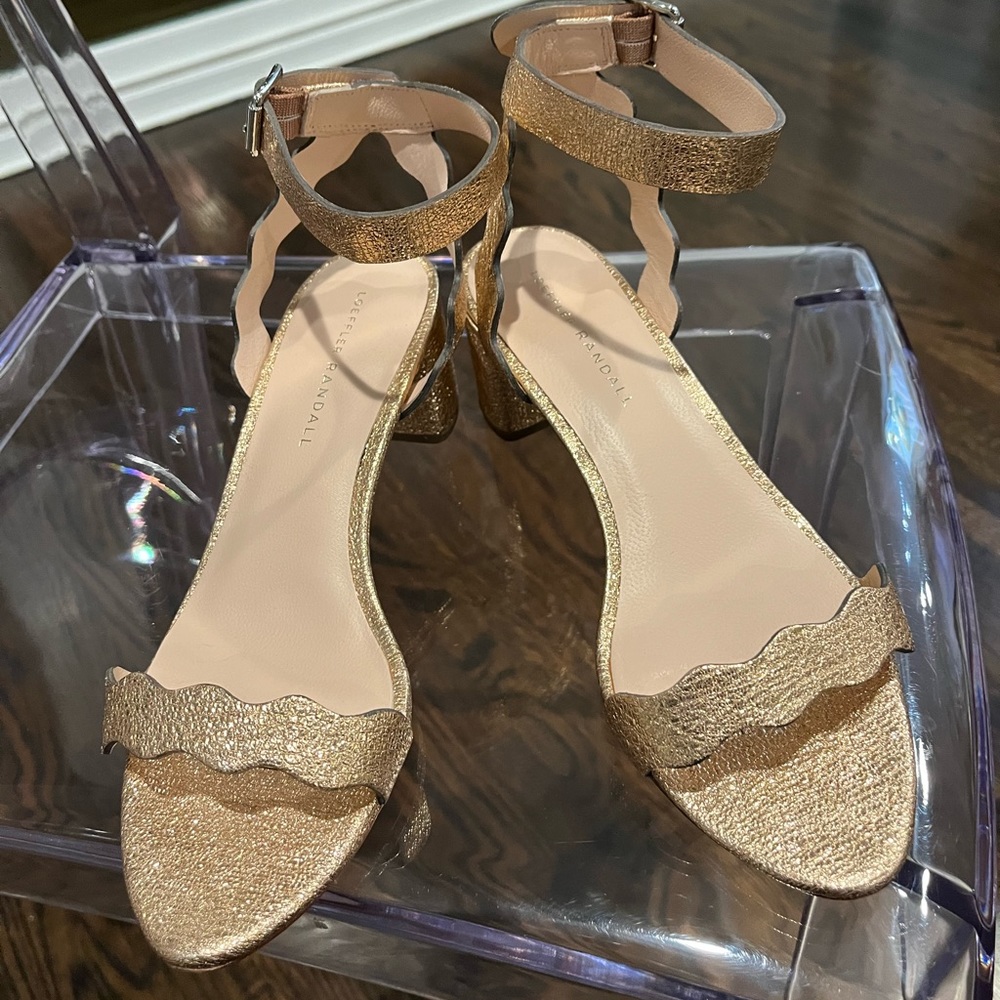 Loeffler Randall Crackled Gold Emi sandals side 8. Like new—worn once.